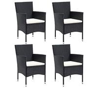 vidaXL Sedie da Pranzo per Giardino 4 pz in Polyrattan Nero