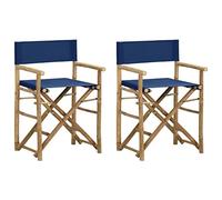 Sedie da regista pieghevoli 2 pz blu in bambù e tela