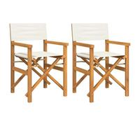 vidaXL Sedie da Regista Pieghevoli 2 pz Crema Legno Massello di Teak