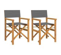 vidaXL Sedie da Regista Pieghevoli 2 pz Grigio Legno Massello di Teak