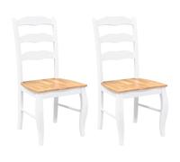 vidaXL Sedie da sala da pranzo, 2 pezzi, in legno massello bianco, albero di gomma, sedia da cucina, sedia, seggiolone, sedia da pranzo, sedia da soggiorno, sedia ristorante, sedia accento