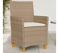 vidaXL Sedie Giardino con Cuscini 2 pz Beige Polyrattan Legno Massello