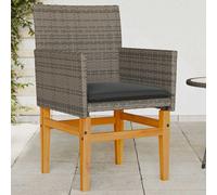 vidaXL Sedie Giardino con Cuscini 2pz Grigie Polyrattan Legno Massello