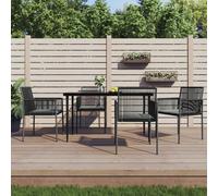 vidaXL Sedie Giardino con Cuscini 4 pz Nere 54x60,5x83,5 cm Polyrattan