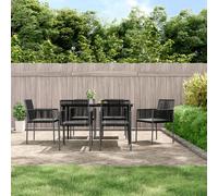 vidaXL Sedie Giardino con Cuscini 6 pz Nere 54x60,5x83,5 cm Polyrattan