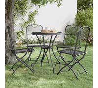 vidaXL Sedie Giardino Pieghevoli 4 pz Rete Metallica Espansa Antracite