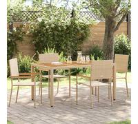 vidaXL Sedie impilabili da giardino 4 pcs Crema e Marrone