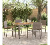 vidaXL Sedie impilabili da giardino 4 pcs Grigio e Marrone