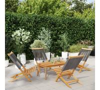 Sedie da Giardino Pieghevoli 4pz Grigie Legno Massello Acacia