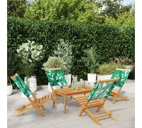 SEDIE DA GIARDINO VIDAXL Pieghevoli 4 pz Verde Tessuto e Legno Massello - 3214649