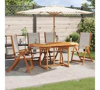Sedie da Giardino Pieghevoli 4 pz Massello d'Acacia e Textilene