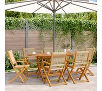 vidaXL Sedie pieghevoli, 6 pezzi, beige, in legno massello di acacia