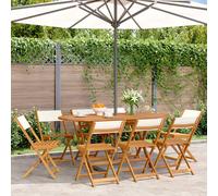 Sedie da Giardino Pieghevoli 8pz Bianco Crema Tessuto e Legno