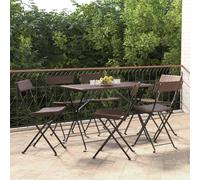 vidaXL Sedie Pieghevoli da Bistrò 6 pz Marroni Polyrattan e Acciaio