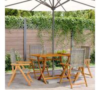 Sedie Giardino Reclinabili 4pz Grigie Polyrattan Legno Massello