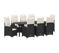 vidaXL Sedie Reclinabili da Giardino 2 Pezzi Nere con Cuscini | Schienale Regolabile, Resistente alle Intemperie, Seduta da Esterno in Rattan Sintetico Durevole. Set Divano per Patio e Terrazza, Post