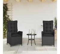 vidaXL Sedie Reclinabili da Giardino 2 pz con Cuscini Nero Polyrattan