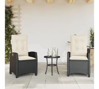 vidaXL Sedie Reclinabili da Giardino 2 pz con Cuscini Nero Polyrattan