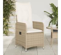 Sedie Reclinabili da Giardino 2pz con Cuscini Beige Polyrattan