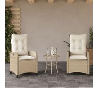 vidaXL Sedie Reclinabili da Giardino 2pz con Cuscini Beige Polyrattan