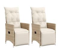 vidaXL Sedie Reclinabili da Giardino 2pz con Cuscini Beige Polyrattan, Sedia da Giardino con Cuscino, Sedia da Giardino, Sedia reclinabile da Patio