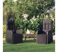 vidaXL Sedie Reclinabili da Giardino con Cuscini 2pz Nero Polyrattan