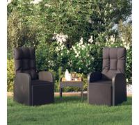 vidaXL Sedie Reclinabili da Giardino con Cuscini 2pz Nero Polyrattan