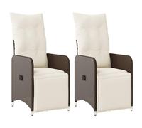 vidaXL Sedie Reclinabili Giardino 2pz con Cuscini Marrone Polyrattan, sedia da giardino con cuscino, sedia da giardino, sedia reclinabile da patio