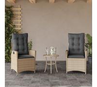 vidaXL Sedie Reclinabili Giardino 2pz Cuscini Beige Misto Polyrattan