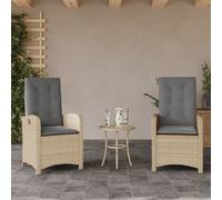 vidaXL Sedie Reclinabili Giardino 2pz Cuscini Beige Misto Polyrattan