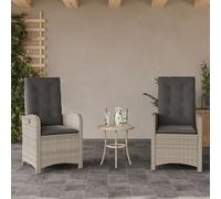 vidaXL Sedie Reclinabili Giardino 2pz Cuscini Grigio Chiaro Polyrattan