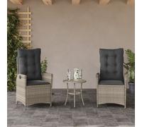vidaXL Sedie Reclinabili Giardino 2pz Cuscini Grigio Chiaro Polyrattan