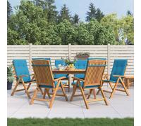 vidaXL Sedie Reclinabili Pieghevoli con Cuscini 6 pz in Legno di Teak