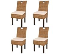 vidaXL - Sedie Sala Da Pranzo 4 Pz In Rattan Kubu E Legno Di Mango (2x243639)
