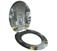 vidaXL Sedile Coperchio da Toilette MDF per Bagno Stampa New York WC Water