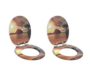 vidaXL Sedile del WC 2 pcs Arancione 44 x 38 cm Legno ingegnerizzato