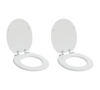vidaXL Sedile del WC 2 pcs Bianco 44 x 38 cm Legno ingegnerizzato