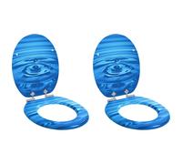 vidaXL Sedile del WC 2 pcs Goccia blu 44 x 38 cm Legno ingegnerizzato
