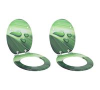 vidaXL Sedile del WC 2 pcs Goccia verde 44 x 38 cm