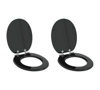vidaXL Sedile del WC 2 pcs Nero 44 x 38 cm Legno ingegnerizzato