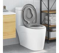 vidaXL Sedile del WC con rilascio rapido Grigio 44,5 x 37,3 x 4,3 cm