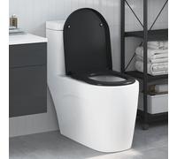vidaXL Sedile del WC con rilascio rapido Nero 46.2 x 36 x 4.3 cm