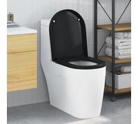 vidaXL Sgabello per Toilette Nero in Polipropilene 48 x 36,5 x 4,5 cm con Chiusura Morbida, Rilascio rapido, Antibatterico, Design Ovale, Bumpers Antiscivolo e Cerniere girevoli a 360° per toilettes