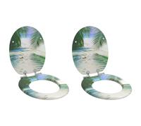 vidaXL Sedile per toilette con chiusura morbida 2 pcs Verde 44 x 38 cm