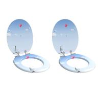 vidaXL Sedile per toilette con chiusura morbida 2 pz Blu 44 x 38 cm