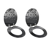 vidaXL Sedile WC con coperchio a chiusura rallentata, 2 pezzi, design a goccia d'acqua, struttura in MDF, cerniere regolabili, grigio, adatto a tutti i WC standard, facile da pulire