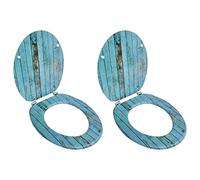 vidaXL Sedile WC in MDF resistente, 2 pezzi, design in legno antico, cerniere regolabili per tutte le ciotole comuni, facile installazione e pulizia