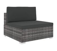 vidaXL Seduta Centrale Modulare 1 pz con Cuscini Foderati Lavabili Leggera Elegante Arredi da Esterno Divano in Polyrattan Grigio Telaio in Acciaio