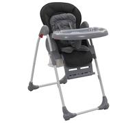 vidaXL Seggiolone Pappa per Bambini Pieghevole Sedia Alta Baby da Viaggio con Cintura Sicurezza Grigio in Acciaio Plastica Tessuto