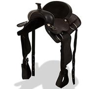 vidaXL Sella Western Testiera e Pettorale in Vera Pelle 17" Nero Equitazione